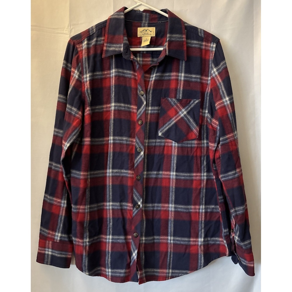 Blue‎ Mountain Mens Flannel Shirt Size Med. Red And Blue Plaid Shirt Cotton